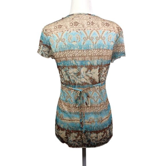 Vintage Y2K Womens Babydoll Crochet Lace Trim Top Size S Tie Waist Boho Coquette - Picture 4 of 11